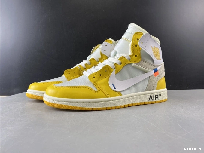 NRG Air Dark Yellow-Cone 1 Off-White AQ0818-149 Powder Jordan White x 1019